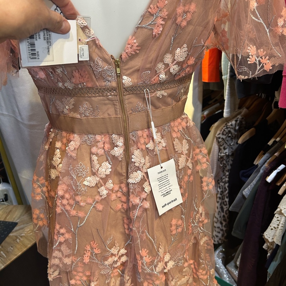 Self-Portrait Pink Floral Midi Dress - Picture 6 of 12